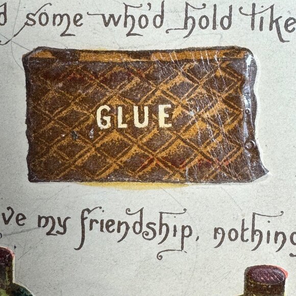 Antique 1892 Christmas Sentiment Postcard With Embossed Glue Gum Dye Humor - Picture 8 of 14